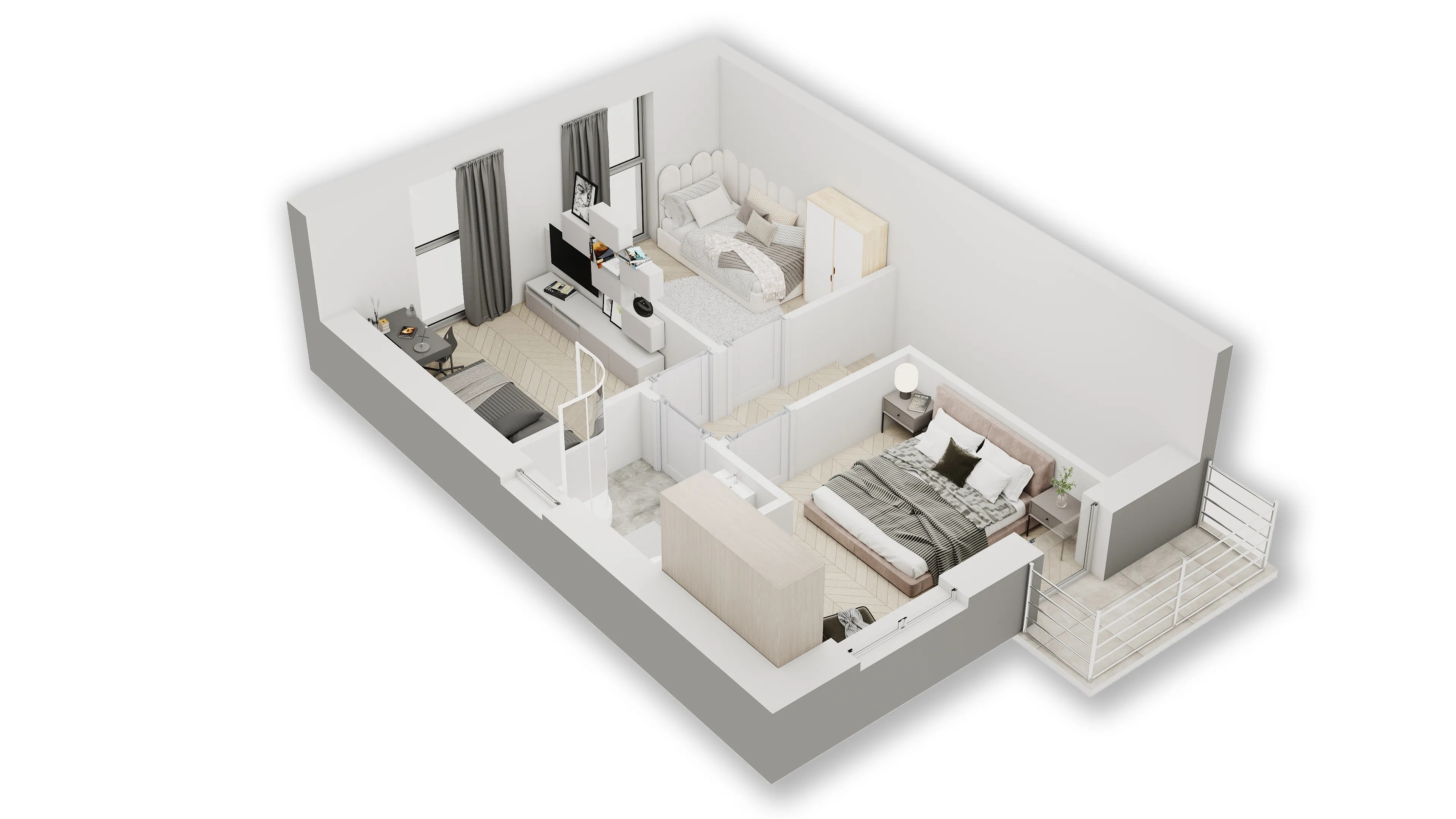 Rzut 3D 1 piętro lewy